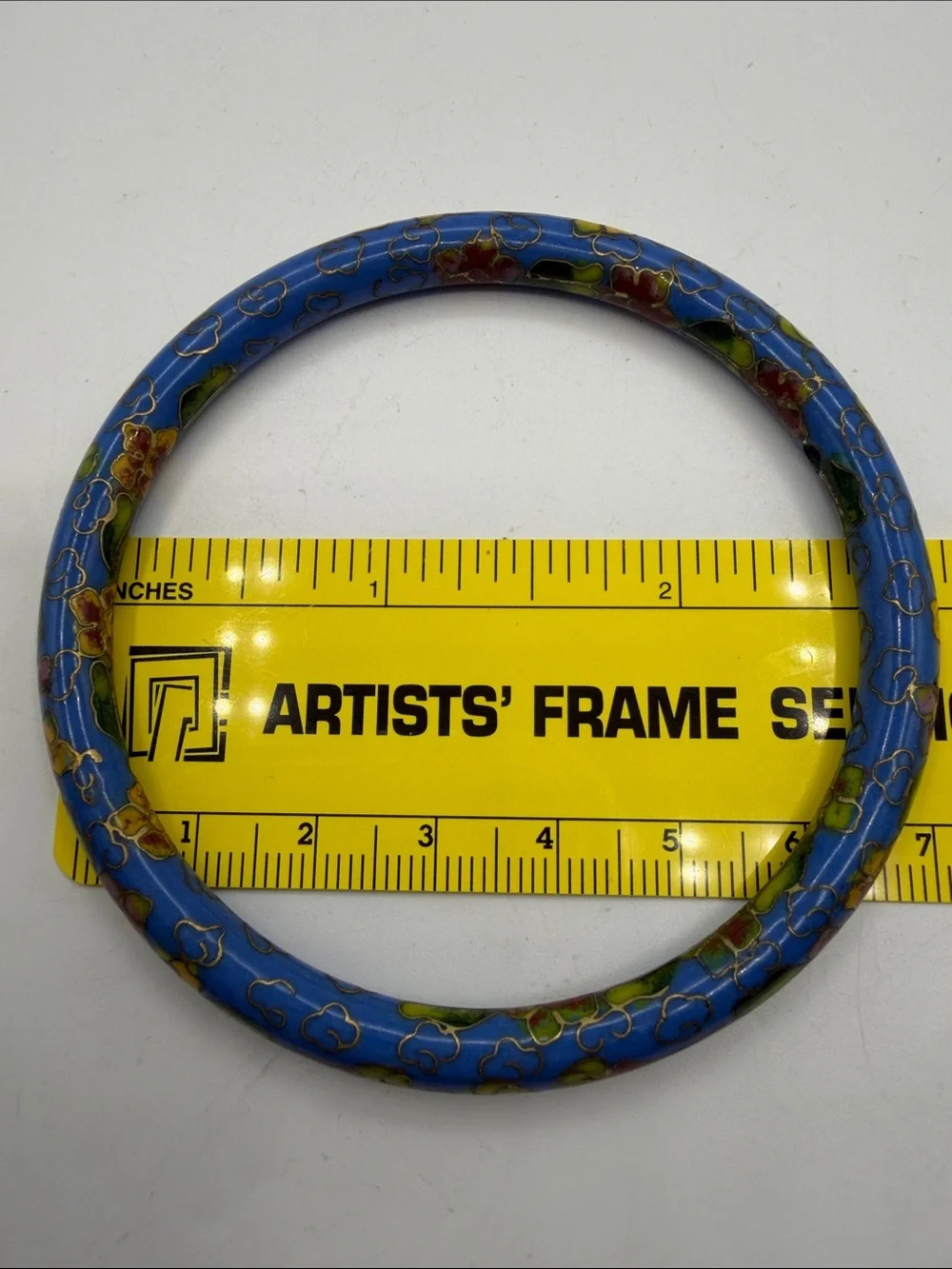 Vintage Cloisonné Enamel Bangle Bracelets Set of 2 Blue Green